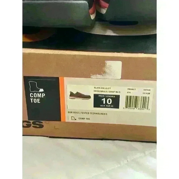 BOGS Slate Knit Low CT Men's Safety Work Comp Toe gray Red black  Sz 10 - Picture 8 of 10